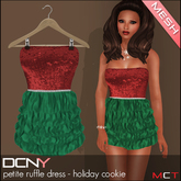 DCNY MESH Petite Ruffle Dress in Holiday Cookie