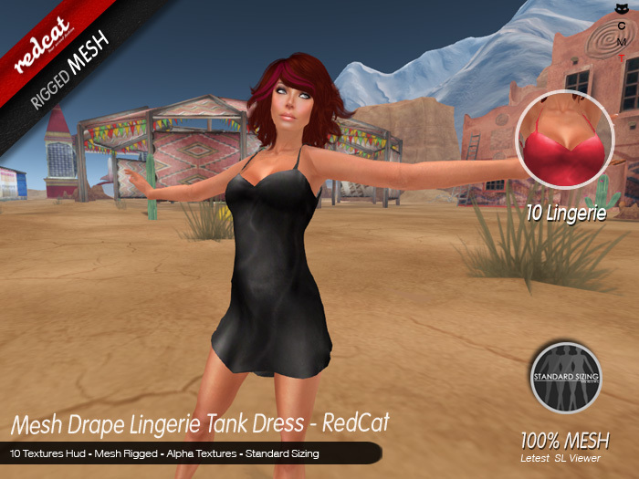 MESH Drape Lingerie Tank Dress - RedCat