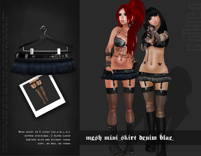 Goth1c0: Denim mini skirt blue