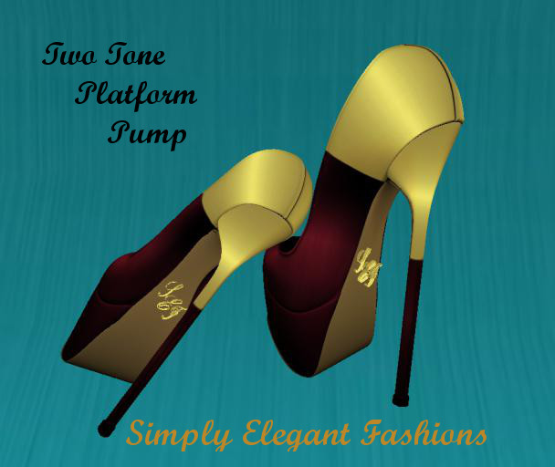 SEF TWO TONE PLATFORM PUMPS BURGUNDY