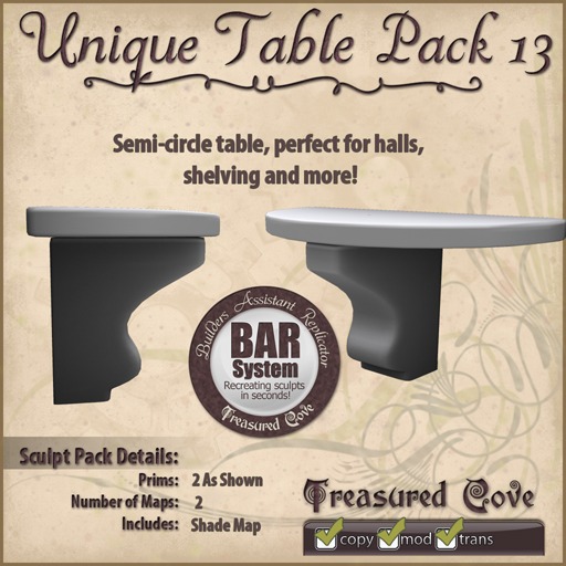 -TC- Unique Table Pack 13 Clearance Priced