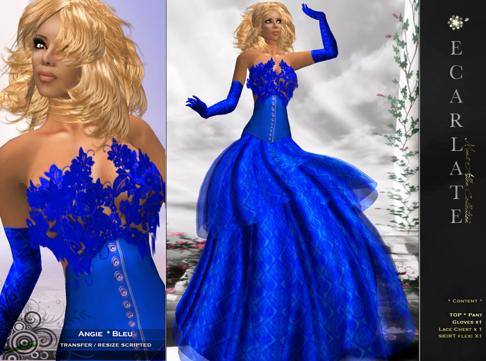 Angie - Blue -  Dress Gown Formal - Robe