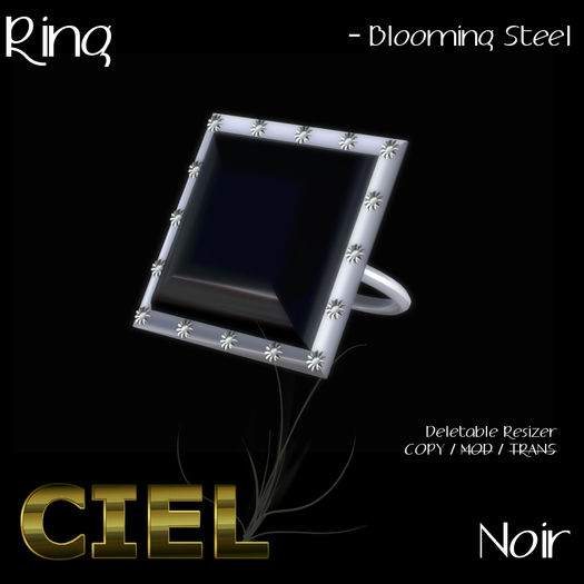 Second Life Marketplace - Blooming Steel Noir Ring by .: CIEL :. Jewelry