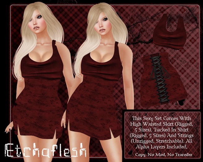 [Etchaflesh] Rose Red All Tucked In MESH Outfit