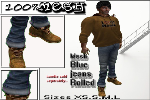 Tween Designs !!!...Mesh Blue Jeans  roll up  Light 