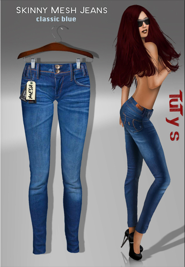 TuTy's - Fitted Mesh Skinny jeans - Classic blue