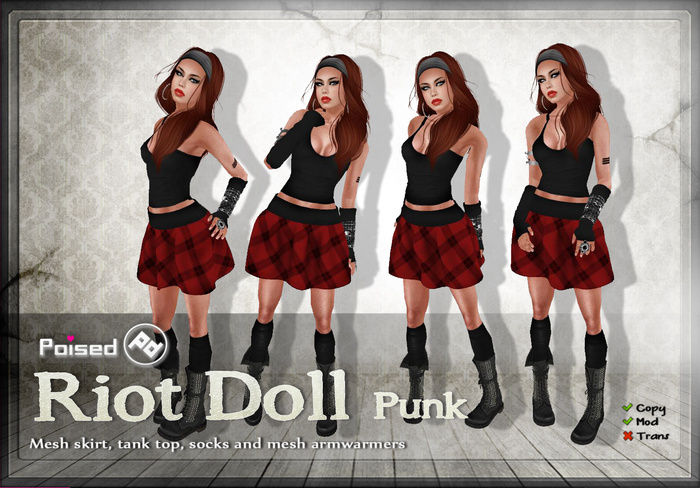 ::Poised:: Riot Doll Punk - Mesh Skirt Complete Outfit!