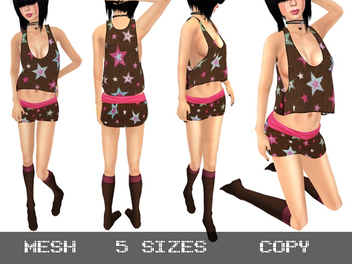 Brown Stars Outfit - Mesh