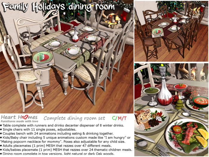 Second Life Marketplace Family Holidays Dining Room Set Christmas
