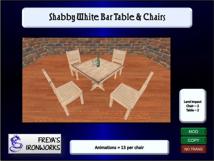Shabby White Bar Table & Chair Set - Freya's Ironworks