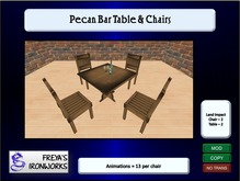 Pecan Bar Table & Chair Set - Freya's Ironworks