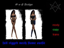 rigged mesh blue flame outfit