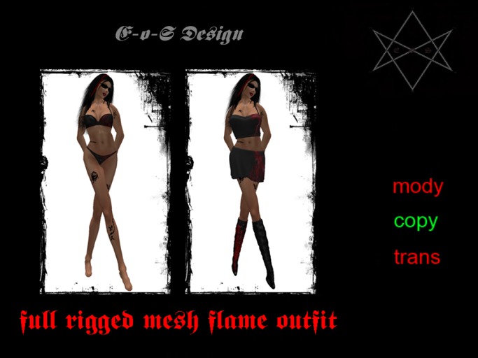 rigged mesh red flame outfit
