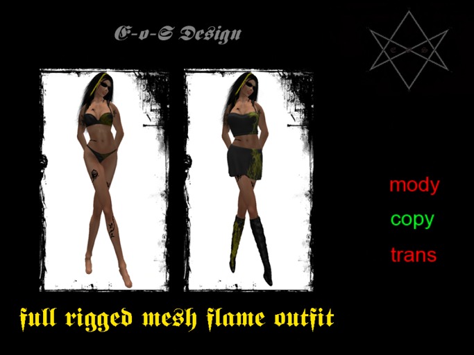 rigged mesh yellow flame outfit