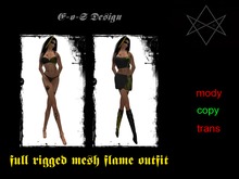 rigged mesh yellow flame outfit