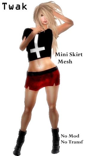 *Twak* Mini Skirt Rigger Mesh Leather Red