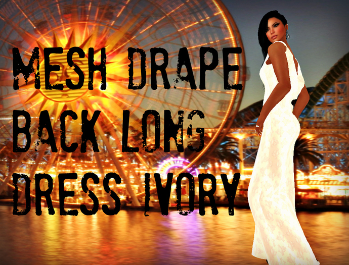 Mesh_Drape Back Long Dress gown (Ivory) Box