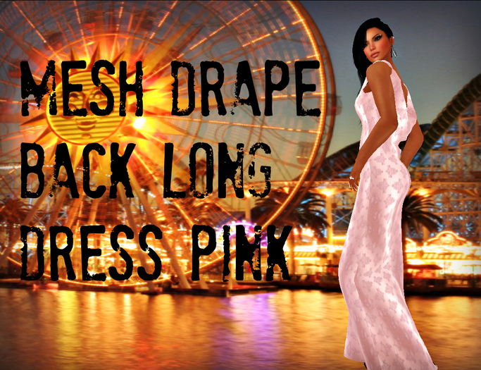 Mesh_Drape Back Long Dress gown (Pink) Box