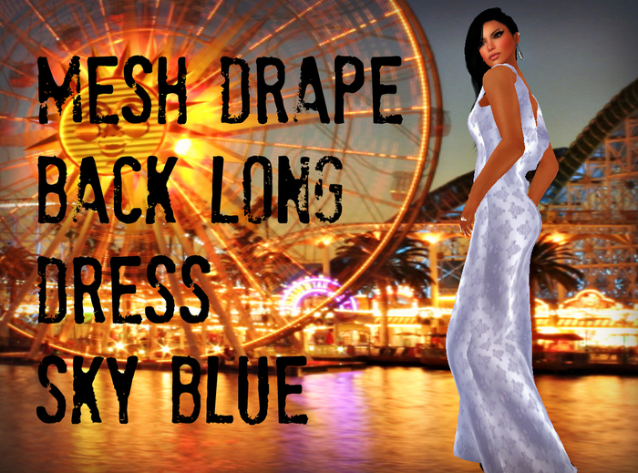 Mesh_Drape Back Long Dress gown (Sky Blue) Box