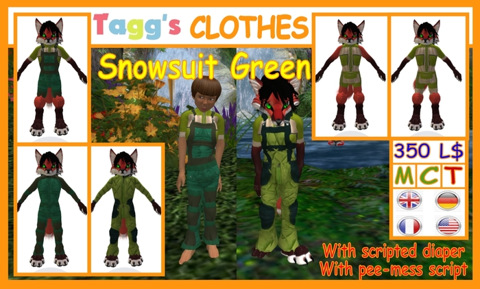 Tagg's Snowsuit Green (with diaper, underwear)