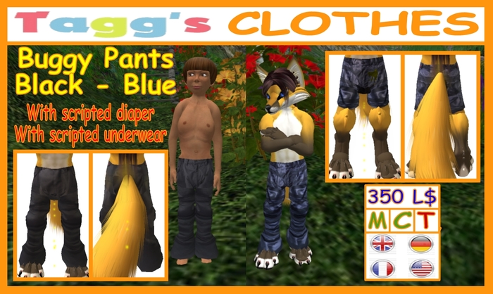 Tagg's Buggy Pants Black - Blue (with diaper, underwear)