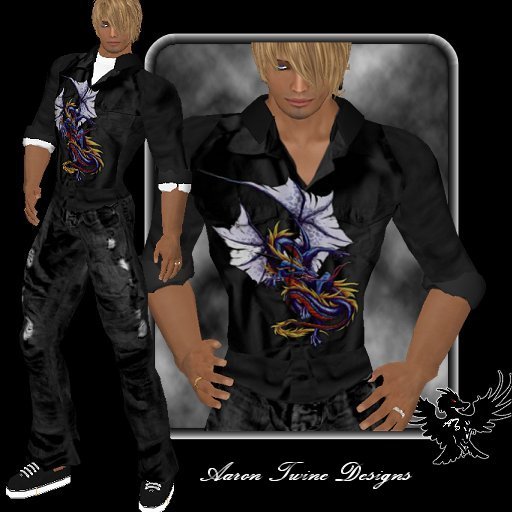 -ATD- winged dragon print button up - copy