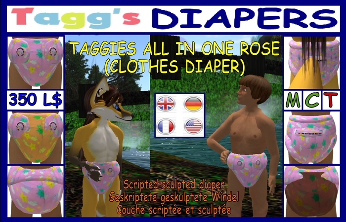 TAGGIES DIAPER ALL IN ONE ROSE
