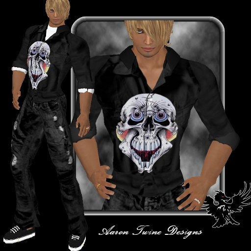 -ATD- funny skull printed button up -copy