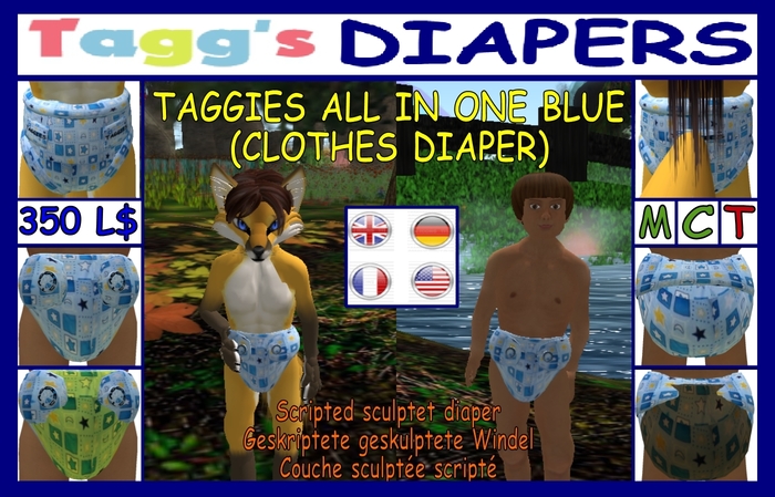 TAGGIES DIAPER ALL IN ONE BLUE