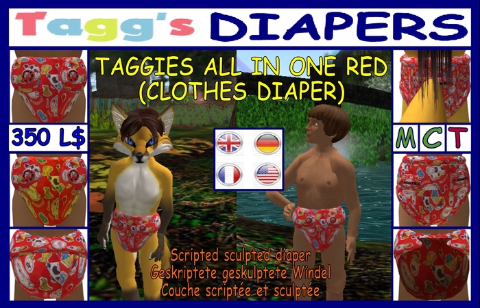 TAGGIES DIAPER ALL IN ONE RED