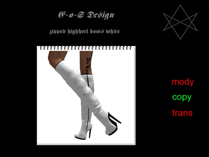 rigged mesh zipped highheel boots white