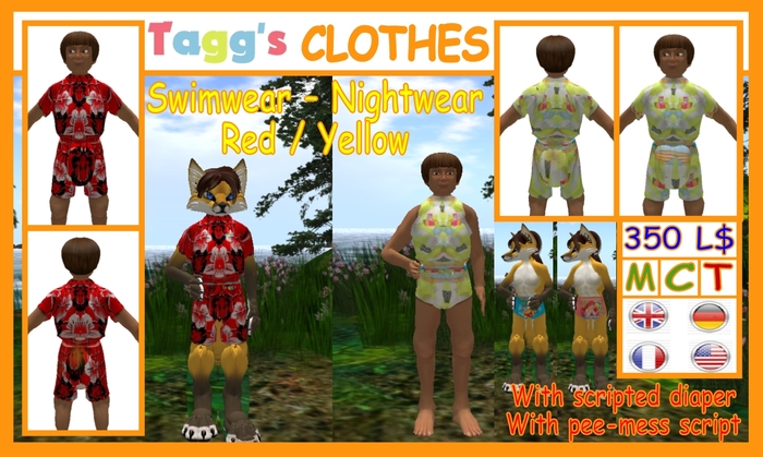 Tagg's Swimwear - Nightwear Yellow - Red