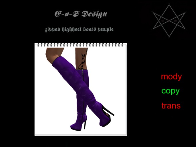 rigged mesh zipped highheel boots purple