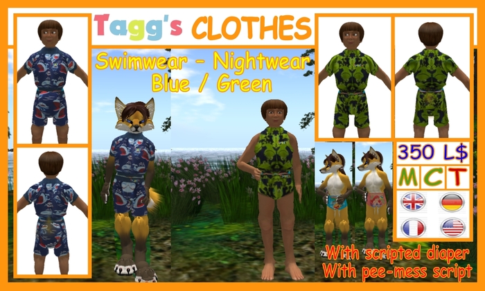 Tagg's Swimwear - Nightwear Green - Blue