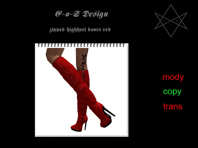 rigged mesh zipped highheel boots red