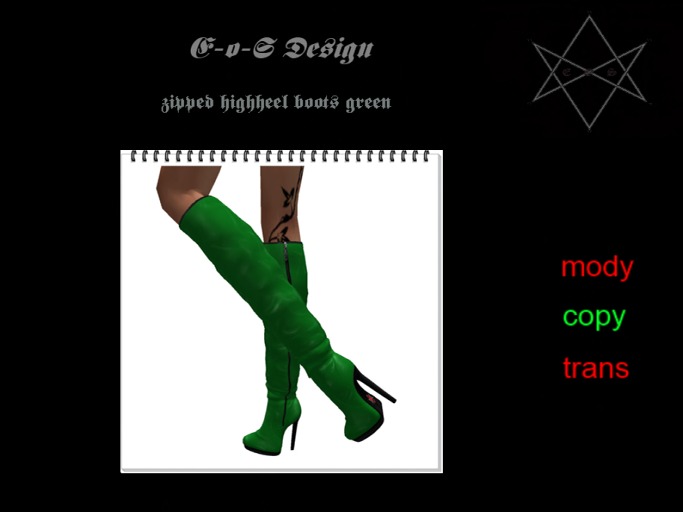 rigged mesh zipped highheel boots green