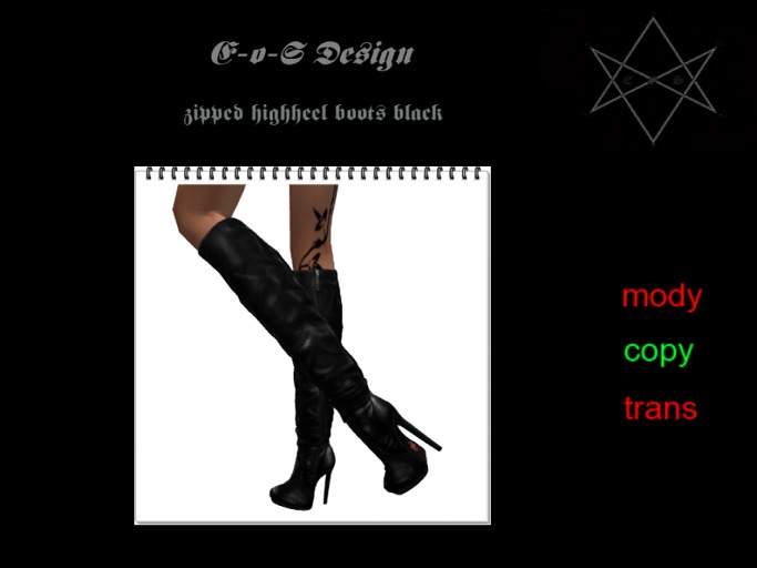 rigged mesh zipped highheel boots black