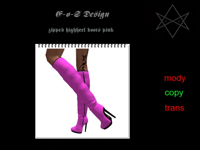 rigged mesh zipped highheel boots pink