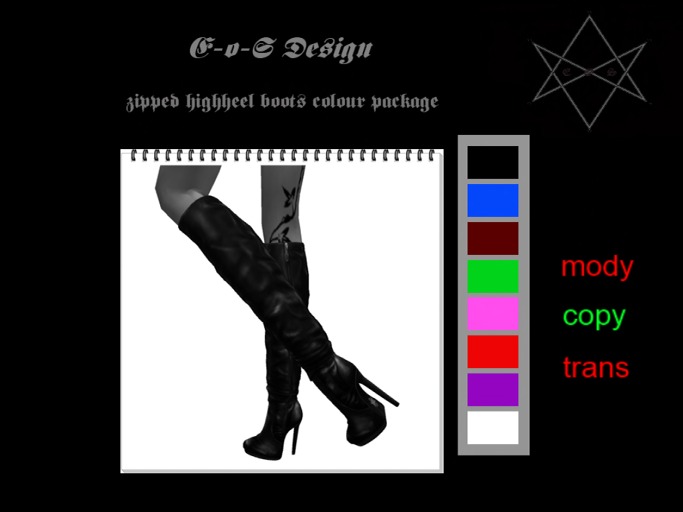 rigged mesh zipped highheel boots 8 colours pack