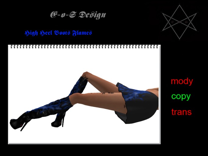 rigged mesh zipped highheel boots blue flame