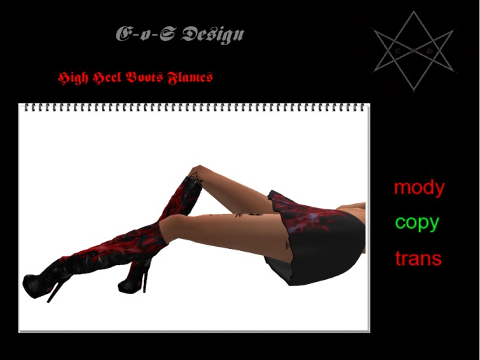 rigged mesh zipped highheel boots red flame