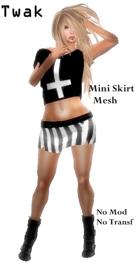 *Twak* Mini Skirt Rigged Mesh Leather Zebra