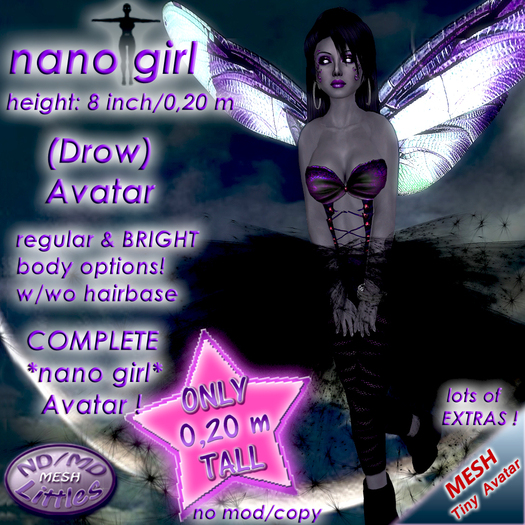 ND/MD nano girl (Drow) - complete tiny Avatar