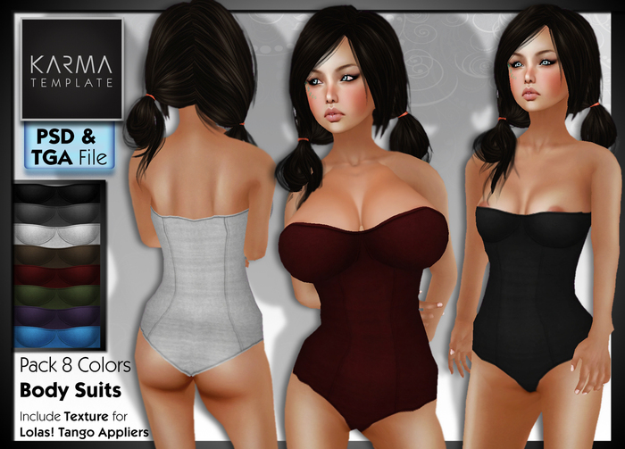 Karma Template - PSD & Tga - Body Suits - 8 Colors