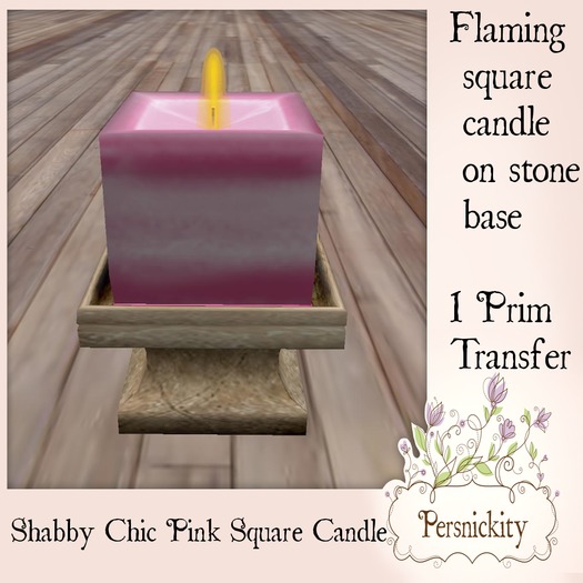 Shabby Chic Pink Square Candle