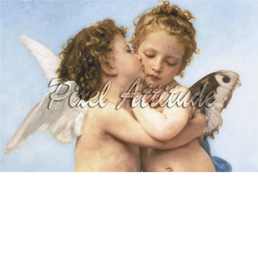 William-Adolphe Bouguereau Cupids First Kiss close up