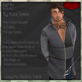 Dezi Mens MESH Zip Up Sweater GREY