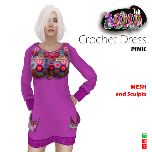 BOHOish Crochet Dress Pink