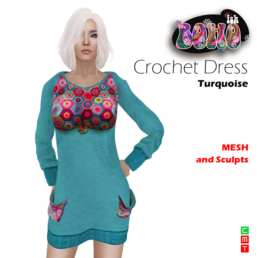 BOHOish Crochet Dress Turquoise