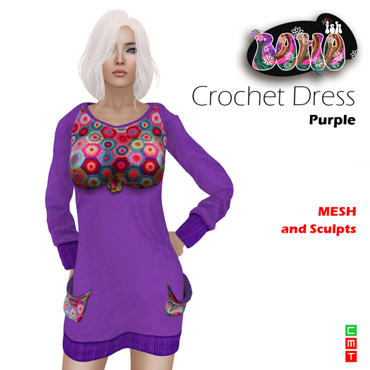 BOHOish Crochet Dress Purple